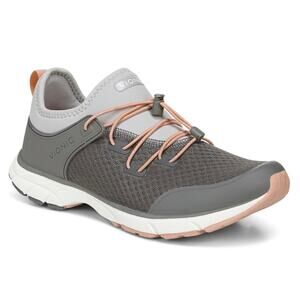 Vionic size 8 London Athletic Sneakers with Bungee Laces - Gray and Pink